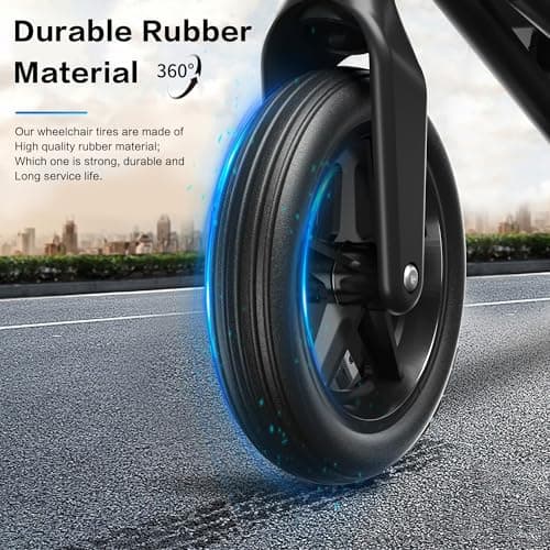 Electric Wheelchair for Adults, POWET Lightweight and Foldable Wheelchairs, Motorized Intelligent Wheelchair 16+ Miles Long Travel Range All Terrain Motorized Wheelchair with Powerful Motor (Black) 8