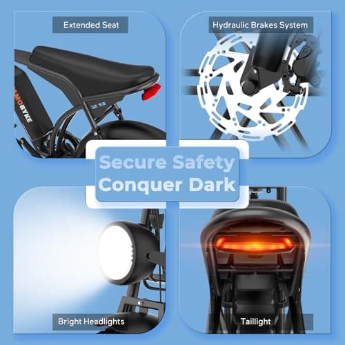 Tamobyke V29 Electric Bike for Adults, 1500 Motor (Peak), 28 MPH Electric Dirt ebike, 20'' Fat Tire E-Bike with 48V 15.6AH Battery, Full Suspension Mechanical Disc Brakes, E Bike for Snow, Sand, Road 5