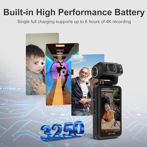 ORDRO 5K Video Camcorder, M3 48MP UHD 4K/60fps Handheld Digital Camera, 3.5'' Rotatable IPS Screen 3250mAh Battery WiFi IR Night Vision Camera with 64G Card for YouTube Vlogs 5