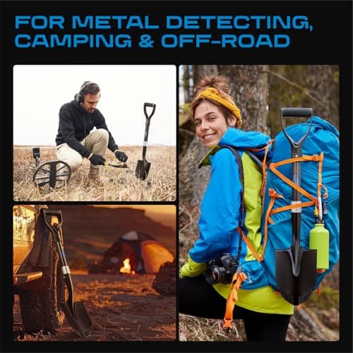 CKG Small Shovel Carbon 28 Inches Lightweight Camping Portable Shovel Ideal for Digging, Small Garden Shovel with D Handle Round Point Blade Camp Shovel 7
