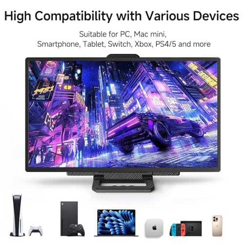 Large Portable Monitor 24 inch - 1080P FHD 100Hz Travel Monitor, 125% sRGB IPS Laptop Screen Extender, VESA Compatible, Height Adjustable Detachable Stand with USB-C HDMI for Work Gaming Office Home 5