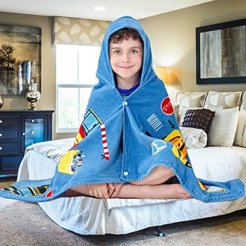 Bavilk Kids Bath Towels, Kids Towel Girls Boys Hooded Beach,Bathroom,Pool Swim Towels 30 × 50 INCH Large Size Ultra Absorbent Cute Cartoon Animal Full Vitality 100% Cotton Wearable Wrap for Child 5