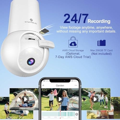 SYMYNELEC Light Bulb Security Camera: 2.4G WiFi Socket Camera Outdoor - Wireless Lightbulb Camera Waterproof for Home with Night Vision Motion Detection 3K 2Packs 8