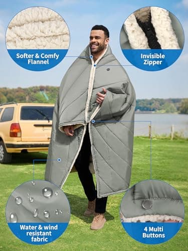 Kintiwe Pro Heated Blanket Battery Operated, 12V Portable Electric Heated Shawl Throw with 3 Heating Modes,Heating Outdoor Camping Blanket for Traveling,Picnics,Car,50''X70'' 7