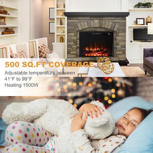 Cloud Mountain Electric Fireplace with Mantel, Tall Fire Place Heater Freestanding with Remote Control Timer LED Flame for Living Room Bedroom 5
