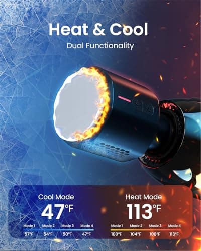 RENPHO Power+ Thermacool Massage Gun with Heat and Cold, 12mm Amplitude Deep Tissue Percussion Massager for Professional Athletes, App Controlled Guided Courses, 6 Speeds, 6 Attachments, Carry Case 2