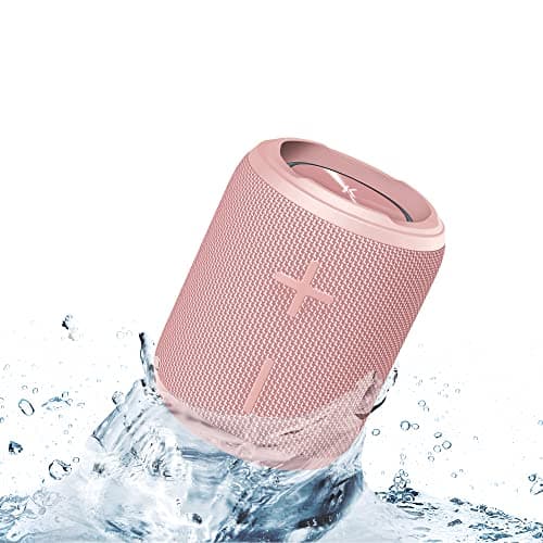 KOVE Mini Commuter 2 Portable Speaker - Pink Bluetooth Speakers, Wireless with HD Louder Volume, Deep Bass Subwoofer, Microphone, IPX7 Water Resistant - Perfect Boom Box for Home, Outdoor or Travel