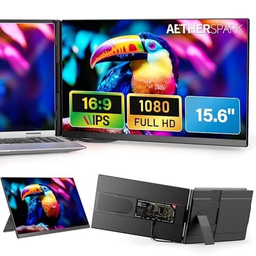 Laptop Screen Extender Portable Monitor, Dual 15.6" 1080P FHD Frameless Screen, Detachable Monitor Extender for Laptop, Fit for 13-17" Laptops, Compatiable with Windows/Mac/Chrome/Android (P5-15.6")