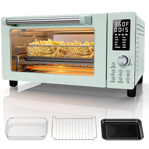 Nuwave Bravo Pro Smart 21QT Toaster Oven Air Fryer Combo, Convection Oven Countertop, 10 functions all in 1, with even & quick crisp technology, 50-450°F, 1800W, Mint Green