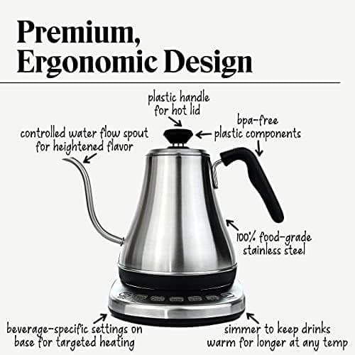 Gooseneck Electric Kettle with Temperature Control - 0.8L Stainless Steel & BPA Free Plastic - Custom Temp Presets for Teas & Coffee - Keep Warm Option 9