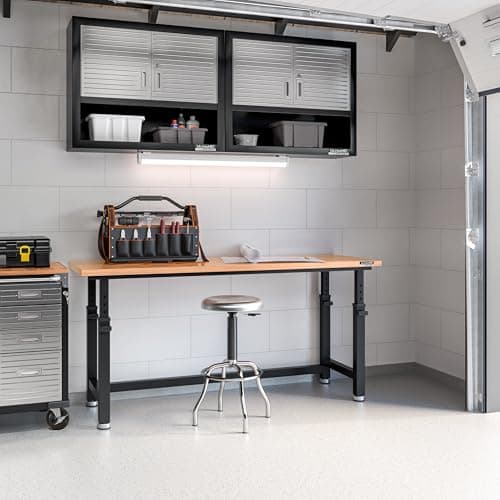 Seville Classics UltraHD Heavy Duty Workbench Table w/Solid Wood Top, 1000 lbs. Weight Capacity Workstation for Garage, Warehouse, Workshop, Graphite, 72" W x 25" D x 28.5" to 42" H Desktop 5