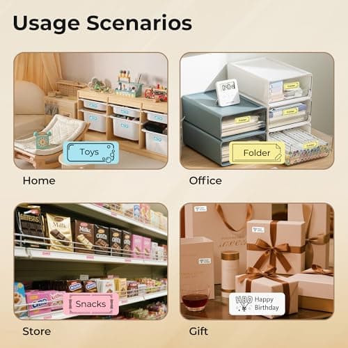 POLONO Label Maker Machine with Tape, P31S Bluetooth Label Printer, Mini Label Maker with Multiple Templates for School Office Home Organization, Wireless Portable Thermal Printer for Storage, White 8