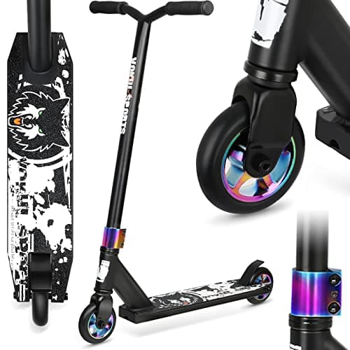 Pro Trick Scooter, Entry Level Stunt Scooters for Kids Ages 6 Years and Up, Aluminum and Lightweight Complete BMX Freestyle Scooter for Beginners (2022 Black)