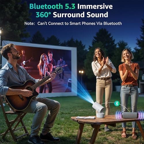 Polocsh Mini Projector, Rechargeable Portable Outdoor Smart Projector with 4K Support, Auto Keystone, Android 11 Small Projector with WiFi and Bluetooth, Electric Focus Home Theater for iphone 6