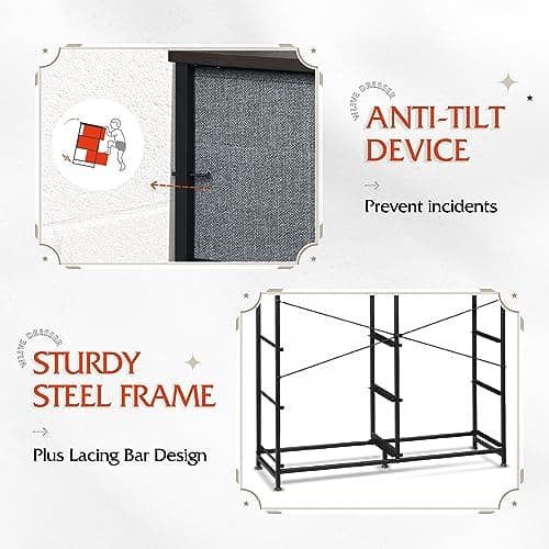 WLIVE Large Dresser for Bedroom, Fabric Dresser with 10 Drawers, Storage Tower with Fabric Bins, Double Dressers, Chest of Drawers for Closet, Living Room, Hallway, Dark Grey 8