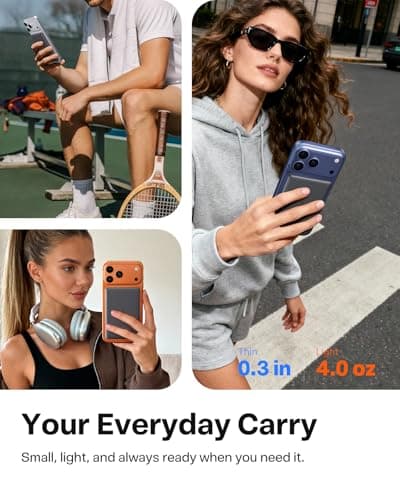 TORRAS MiniMag Power Bank, Ultra Slim 5,000mAh Wireless Portable Charger with USB-C Cable, Fast Charging iPhone Air Magnetic Battery Pack, Compatible for iPhone 17/16/15/14/13/12, Glacier Gray 5