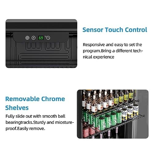 Erivess 3.1 Cubic Feet/110 Can Beverage Refrigerator,17 Inch Fridge with Adjustable Shelve & LED Display for Soda Beer or Wine, Drink Refrigerator for Home Bar Office(Silver) 6