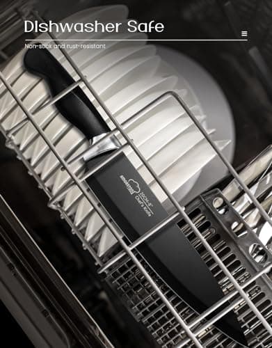 Amorston Knife Set, 15 Pieces Kitchen Knives Set with Block and Built in Sharpener, Dishwasher Safe Knife Block Set, German Stainless Steel Knife Block Set for Home Kitchen Gifts, Black 7