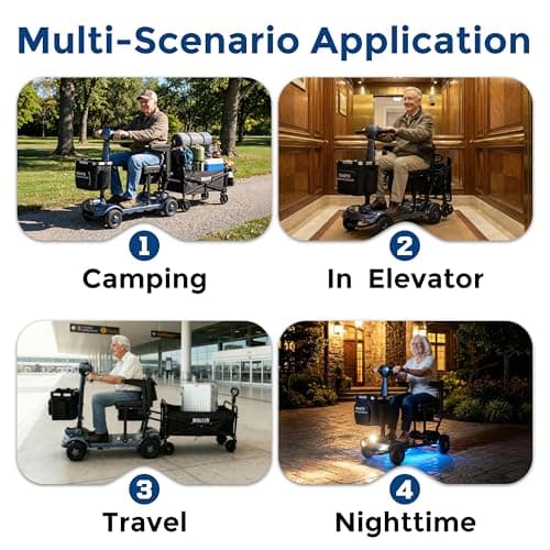 MIHAYO Lightweight 4-Wheel Mobility Scooter for Seniors and Adults, Airline Approved 24 Miles Range Electric Scooter with 280 lbs Capacity, 350W Motor and 112L Storage Wagon, Blue 9