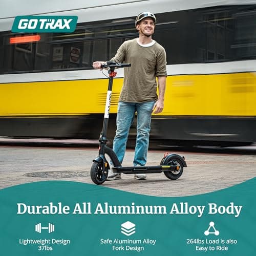 Gotrax G4 Electric Scooter, 10” Solid Tires, Max 25 Mile Range and 20Mph Power by 500W Motor, Double Anti-theft Lock, Bright Headlight and Taillight, 500W Foldable E Scooter for Adults 4