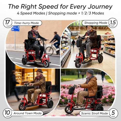 ChiefCarOfficer 3 Wheel Mobility Scooter for Seniors Adults 300 lbs, 700W, 48V10AH Battery Travel Folding Scooters Lightweight Handicap Scooter Elderly Collapsible Electric Mobility Scooters Foldable 5