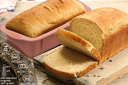 Baocuan 3 pack Silicone Bread Loaf Pans - Baking Mold For Baking Cakes,Brownies,Long loaf of bread Cheesecakes,Homemade Cakes Breads,Meatloaf,Ice brickand and More Set of 3 colors 7