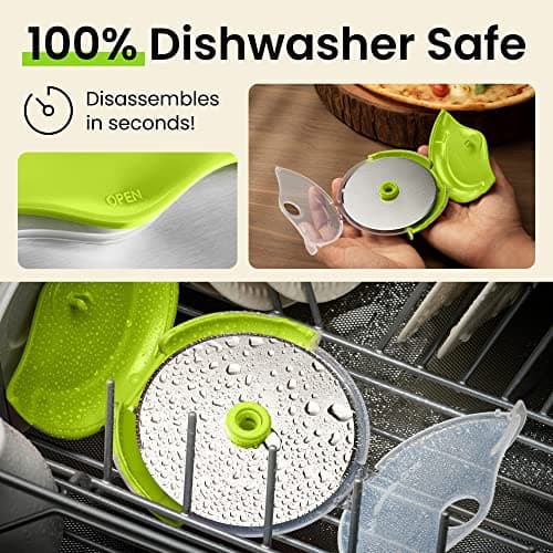Kitchy Pizza Cutter Wheel with Protective Blade Cover, Ergonomic Pizza Slicer (Green) 5