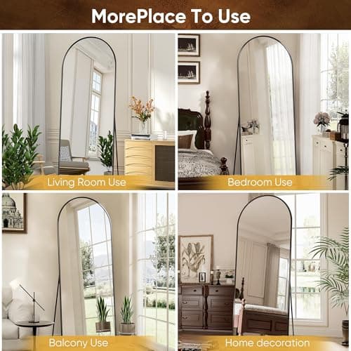 Antok Full Length Mirror, 71"x28" Arched Floor Mirror, Mirror Full Length with Stand, Wall Mounted Mirrors for Living Room Bedroom,Black 5