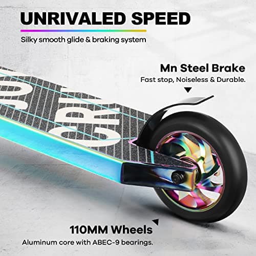 V4 Pro Scooter, Trick Scooters - Stunt Scooter for 8 Year Up Kids, Teens and Adults - Complete Beginner and Intermediate Freestyle BMX Scooter (Neo) 5