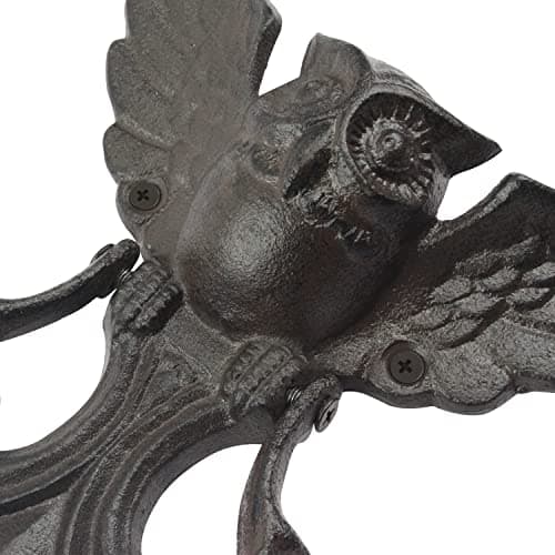 Earl Diamond Heavy Duty Cast Iron Owl Door Knocker, for Garden Wooden House Farmhouse, Home Décor Accessories (Rustic Black) 5