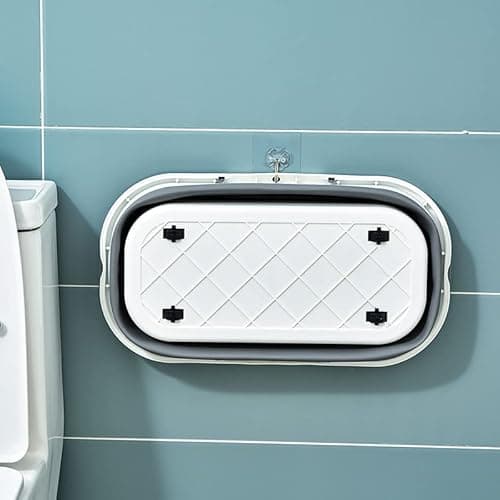 Goderewild Collapsible Plastic Bucket with Wheels 12L (3.17 Gallon) for House Cleaning, Camping, and RV - Multi-Purpose Rectangular Handy Basket for Cleaning Mop - Lightweight and Portable (Blue) 8