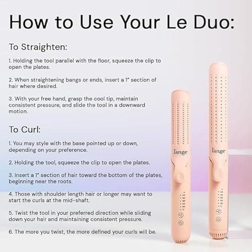L'ANGE HAIR Le Duo Grande 360° Airflow 2 in 1 Straightener and Curler | 1 Inch Curling Wand & Titanium Flat Iron with 5.3" Plates | Hair Straightener & Curler for Long Hair (Blush) 5