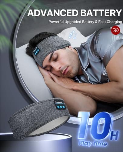 Perytong Sleep Headphones Wireless, Bluetooth Sports Headband Headphones with Ultra-Thin HD Stereo Speakers Perfect for Sleeping,Workout,Jogging,Yoga,Insomnia, Air Travel, Meditation (Grey) 6