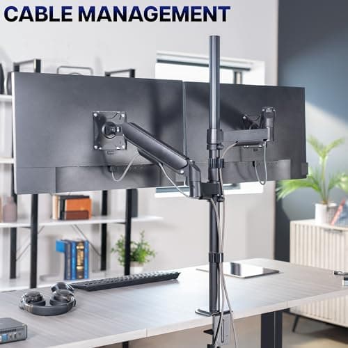 VIVO Dual Monitor Arm Extra Tall Mount for Screens up to 32 inches, Mechanical Height Adjustment, Full Articulating Heavy Duty VESA Stand with Desk C-clamp and Grommet, STAND-V012K 9
