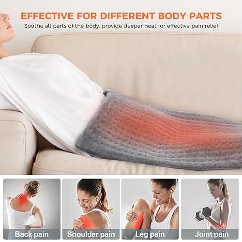 NOWWISH Heating Pad for Back Pain Cramps Relief, XL Moist Heat Electric Heating Pads with Auto Shut Off Large, Gifts for Women, 12 "x 24" Grey 7