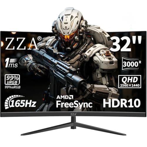 ZZA Gaming Monitor 32” QHD (2560 x 1440) Display, 165Hz Refresh Rate, 1ms, HDR 10, sRGB 95% Color Gamut, FreeSync Premium, VESA Mountable,Angle Adjust,DisplayPort 1.4, HDMI2.0