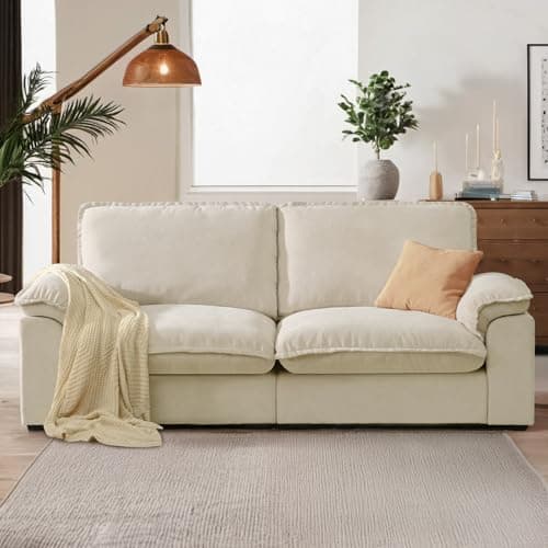 HALLYBEE 72" Cloud Couch Loveseat Sofa with Padded Armrests & Deep Seat Sofas for Living Room Apartment Office Chenille Fabric Beige
