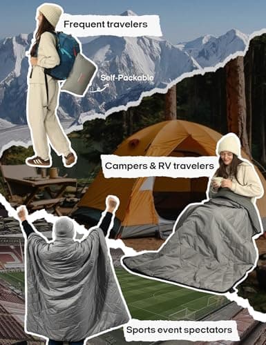 ZonLi Heated Blanket Battery Operated, Cordless Electric Throw for Super Bowl & Outdoor, 50"x60" Wearable Rechargeable for Camping Tailgating, Water-Resistant Machine Washable (Dark Grey) 8