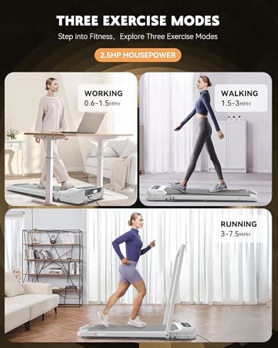 RUNFREELY Walking Pad Treadmill with Optional Handle, 3 in 1 Under Desk for Walking, Jogging & Running, Portable Compact for Home Office, 2.5HP Quiet Motor, White/Black 2