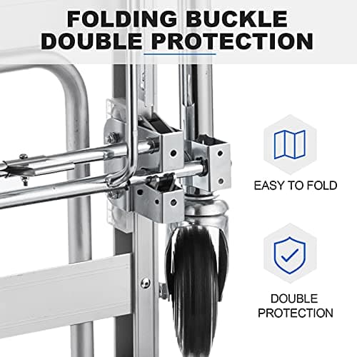 TOPDEEP 2 in 1 Aluminum Hand Truck, Industrial Convertible Hand Truck and Dolly 1000 LBS Capacity, Heavy Duty Hand Truck Flatform Cart with 10" Hi Tech Rubber Wheels 6