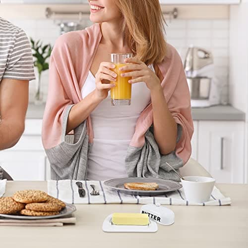 Metal Storage Canisters and Containers for Home and Kitchen Organization, Function, and Decor (White Butter Dish) 3