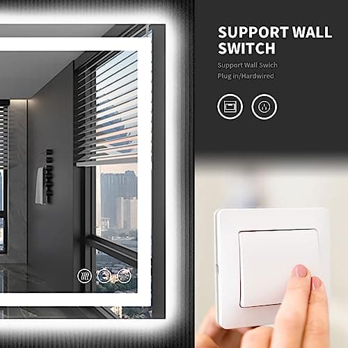 LOAAO 40X32 LED Bathroom Mirror with Lights, Anti-Fog, Dimmable, Backlit + Front Lit, Lighted Bathroom Vanity Mirror for Wall, Memory Function, Waterproof, Tempered Glass 7