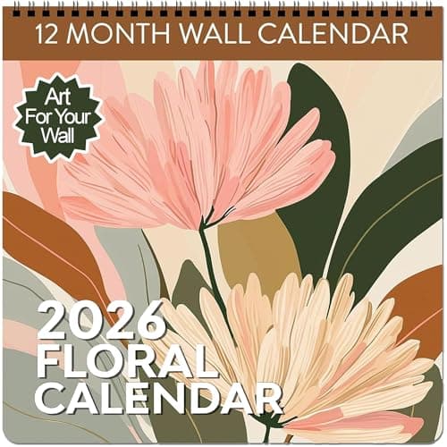 2026 Floral Art Calendar | Modern Art Deco Flower Wall Calendar for 2026, Get Lost In Vintage Beauty with This Elegant Floral Aesthetic Hanging Wall Planner For Your Boho Home