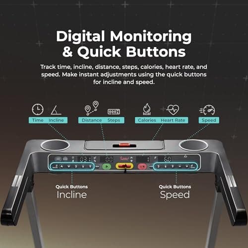 Sunny Health & Fitness Foldable 15 Level Auto Incline Treadmill, 20" Wide Running Belt, Quiet Brushless, Digital Display, 300 LB Weight Capacity, SunnyFit App Bluetooth Connection- SF-T723030 6