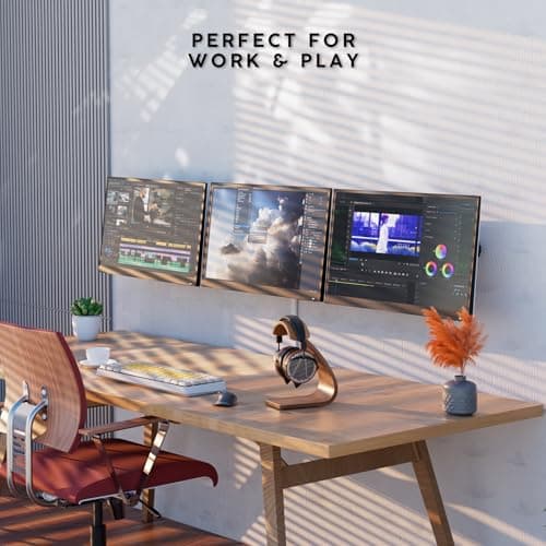 X-ROB Triple Monitor Wall Mount – Premium Aluminum 3 Arm Bracket for 15–32 Inch Screens, Dual Wall Anchors for Maximum Stability, Full Motion with 360° Rotation, VESA 75x75/100x100, Cable Management 9