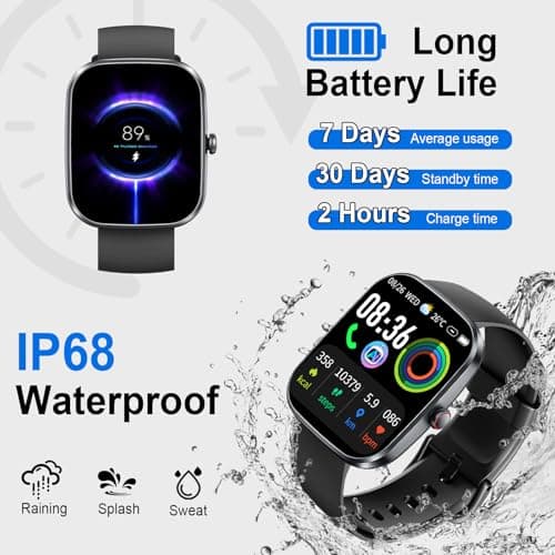uaue AI Smart Watch with ChatGPT, 1.91" Bluetooth Calling Smartwatch for Men Women, 110+ Fitness Modes Activity Tracker, Heart Rate/Sleep/Calorie Monitor, IP68 Waterproof Step Counter for Android iOS 7