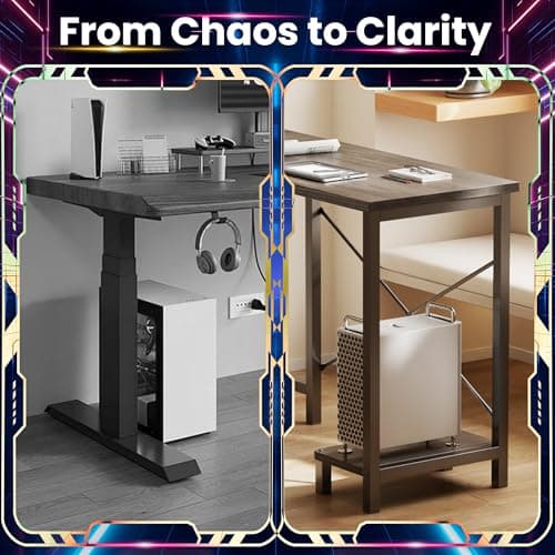 DUMOS L Shaped Desk, Gaming Computer Desks Corner Office Table with CPU Shelf for Home Study Writing Work Station 50 Inch, Grey 5