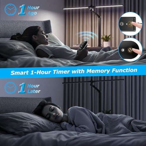 JELIMOV LED Desk Lamp for Home Office, Eye Caring Architect Desk Light with Remote, Dual Screen Computer Monitor Light with Stepless Dimming, Stepless Color Temp, Memory Function for Study, Dark Black 7