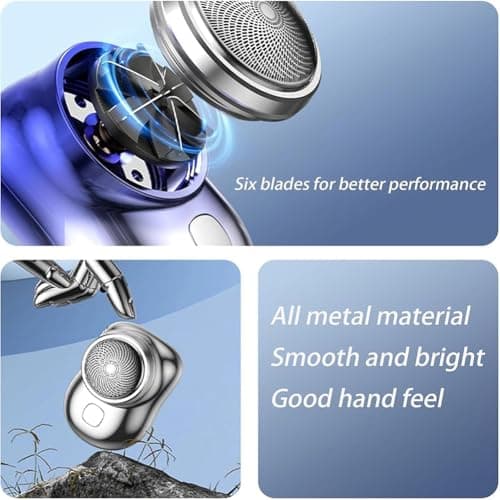 Mini-Shave Portable Electric Shaver, Rechargeable Mini Portable Electric Shavers for Men, Pocket Size Wet and Dry Razor (Silver) 6