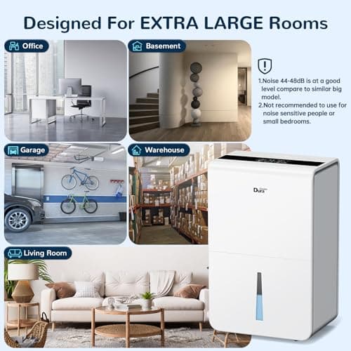 Dehumidifier for Basement,Energy Star Certified for 4500 Sq.Ft Large Room, MAX to 70 Pints/day, included 16.4 Feet Drain Hose and Pump,White 5